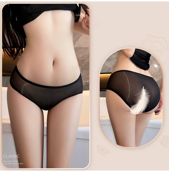 FEE ET MOI - Seamless Sheer Triangle Panties (Black)